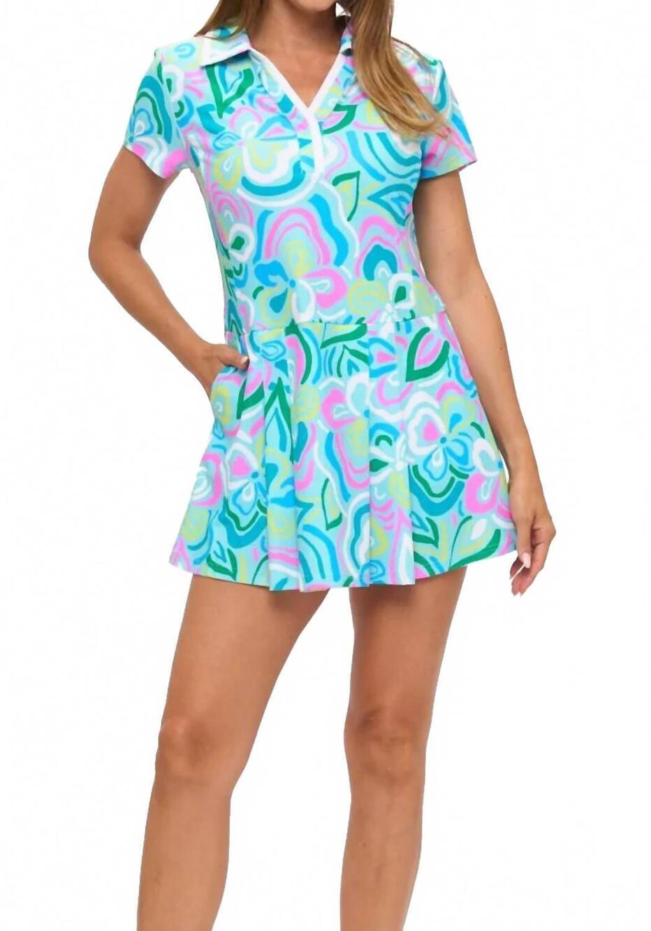 NEW ARYEH short sleeve pleated dress in sky